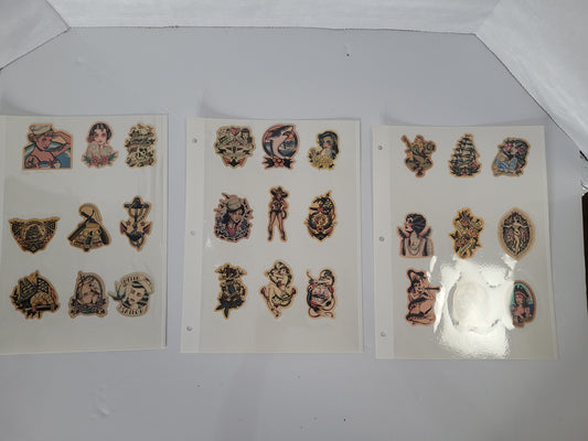 127-Piece Retro Pin-Up & Nautical Tattoo-Style Sticker Collection – 17 Display Sheets