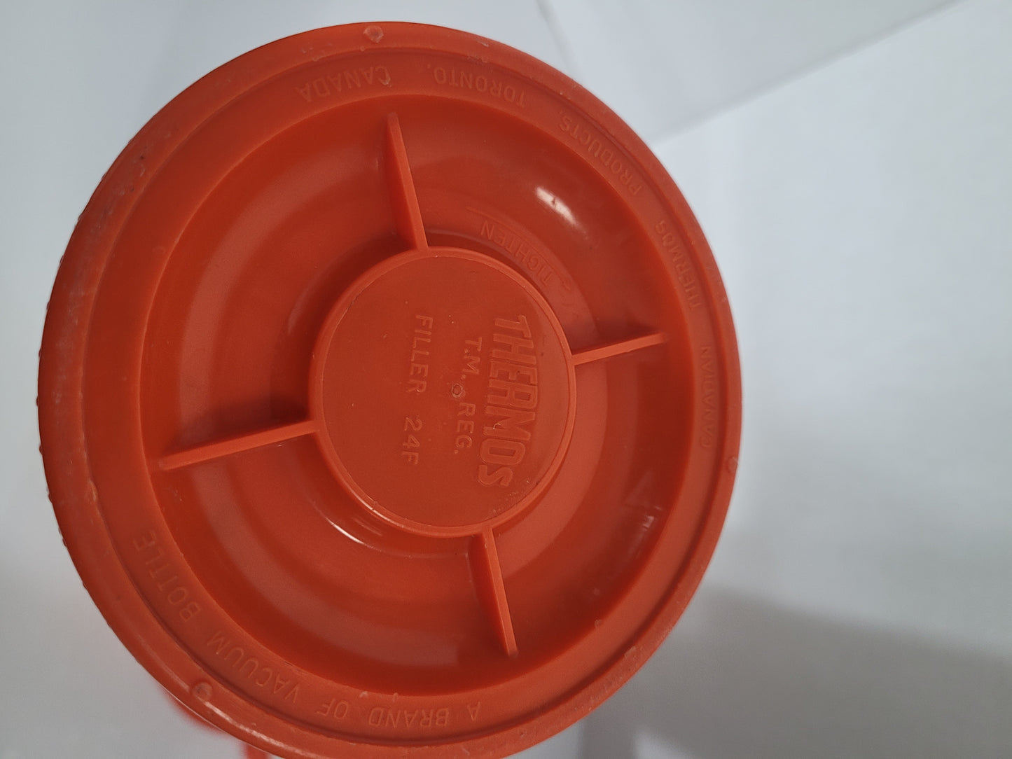 Vintage Canadian Thermos Vacuum Bottle – Beige & Orange with Cup Lid