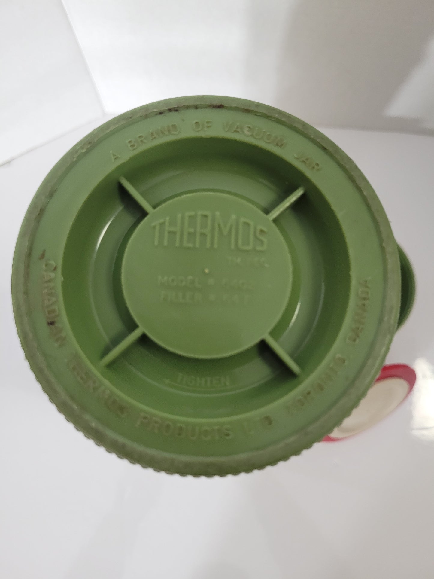 Vintage Green & Cream Thermos Vacuum Bottle with Glass Liner and Cup Lid – Made in Canada