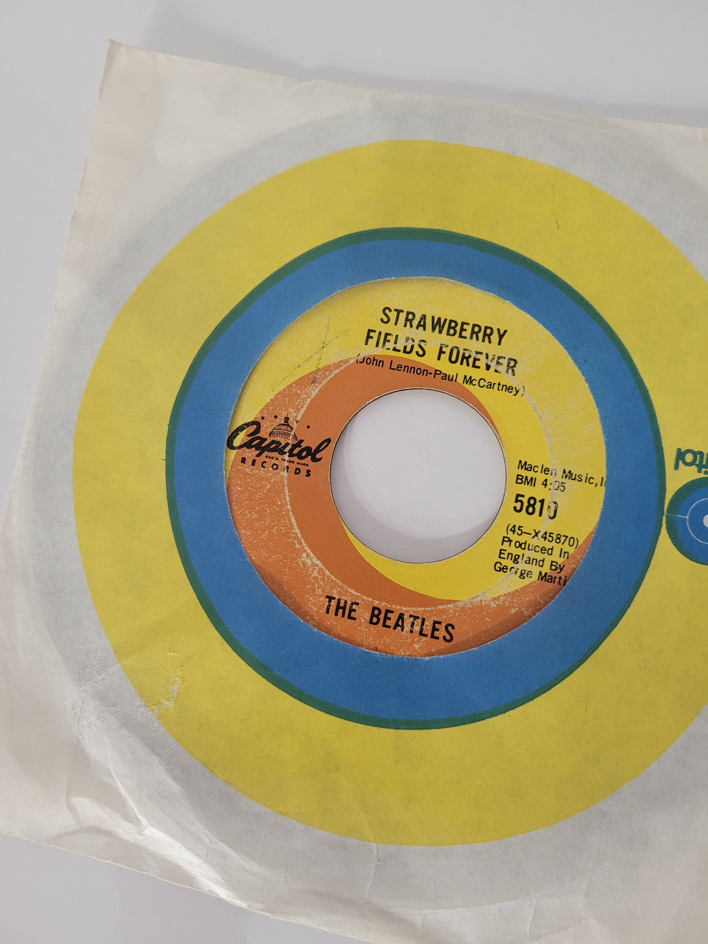 1967 The Beatles “Penny Lane” / “Strawberry Fields Forever” Capitol 45 RPM Record