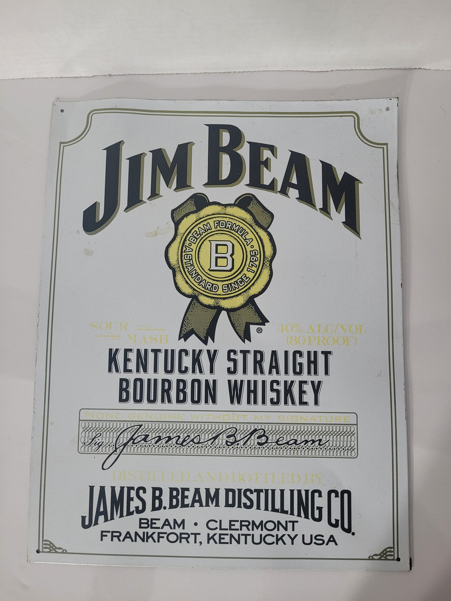 Jim Beam Kentucky Bourbon Vintage-Style Tin Advertising Sign – 12.5" × 16"