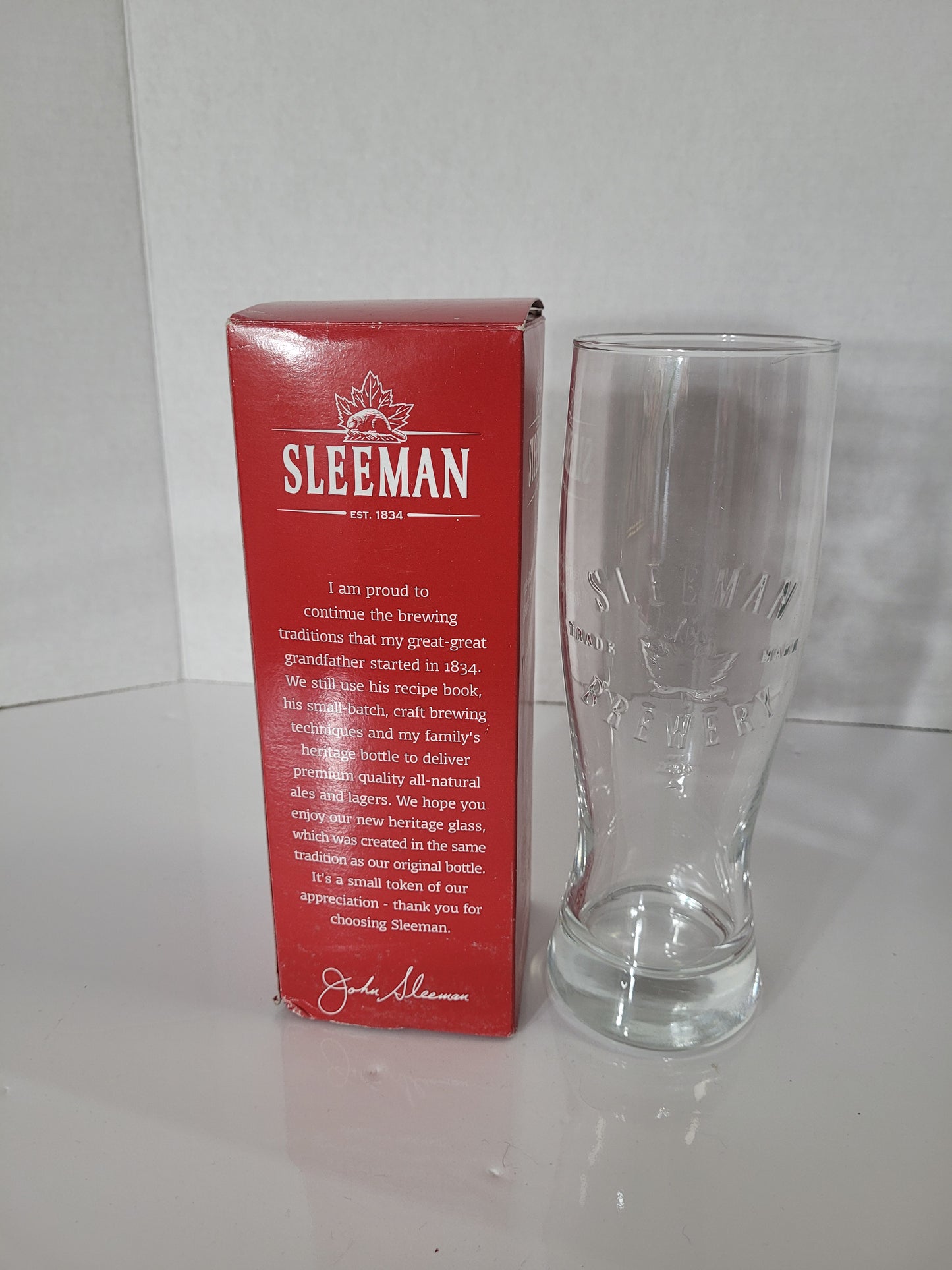 Sleeman Heritage Embossed Beer Glass with Original Box
