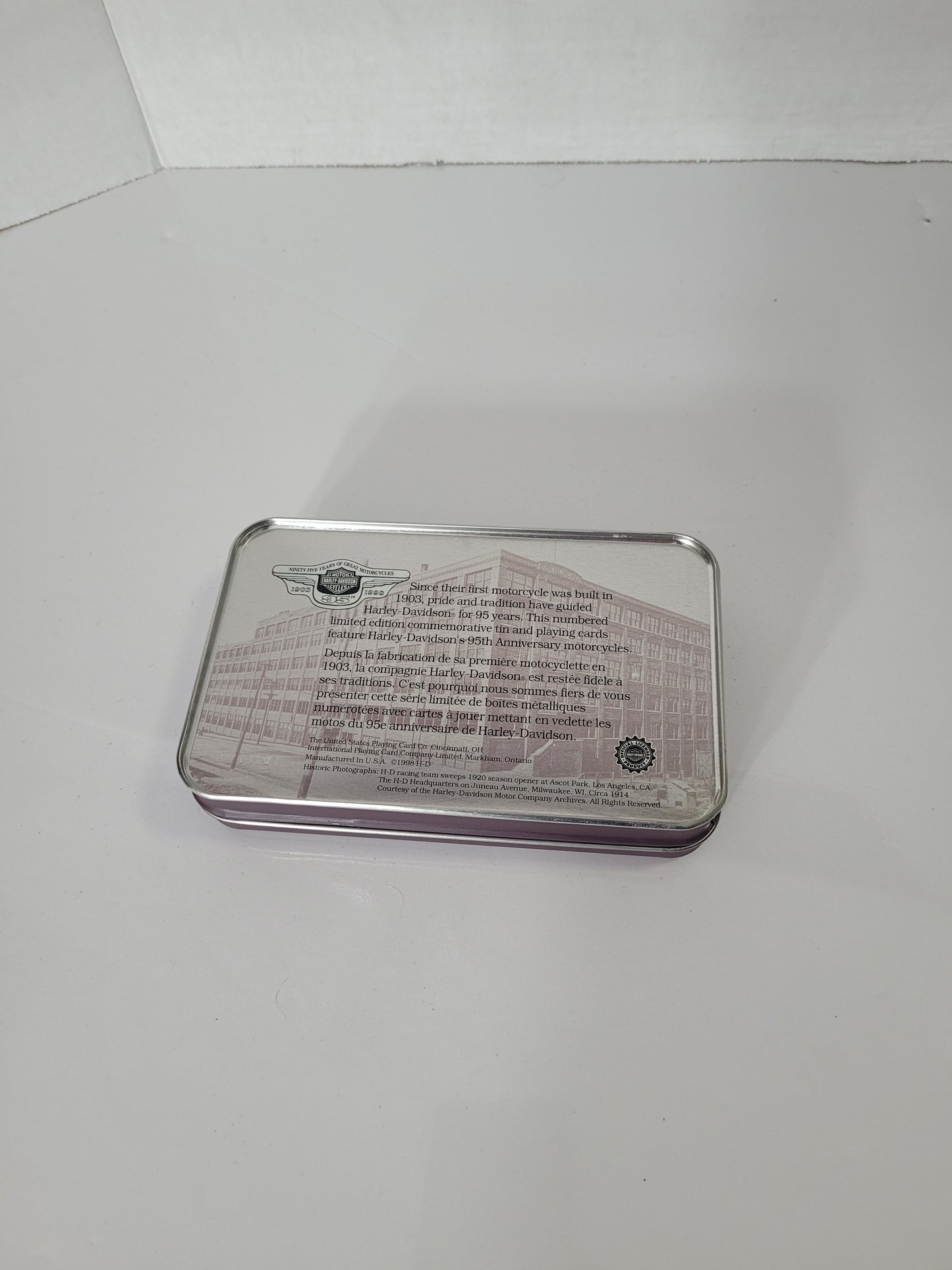 1998 Harley-Davidson 95th Anniversary Numbered Collector Tin with Two Sealed Playing Card Decks