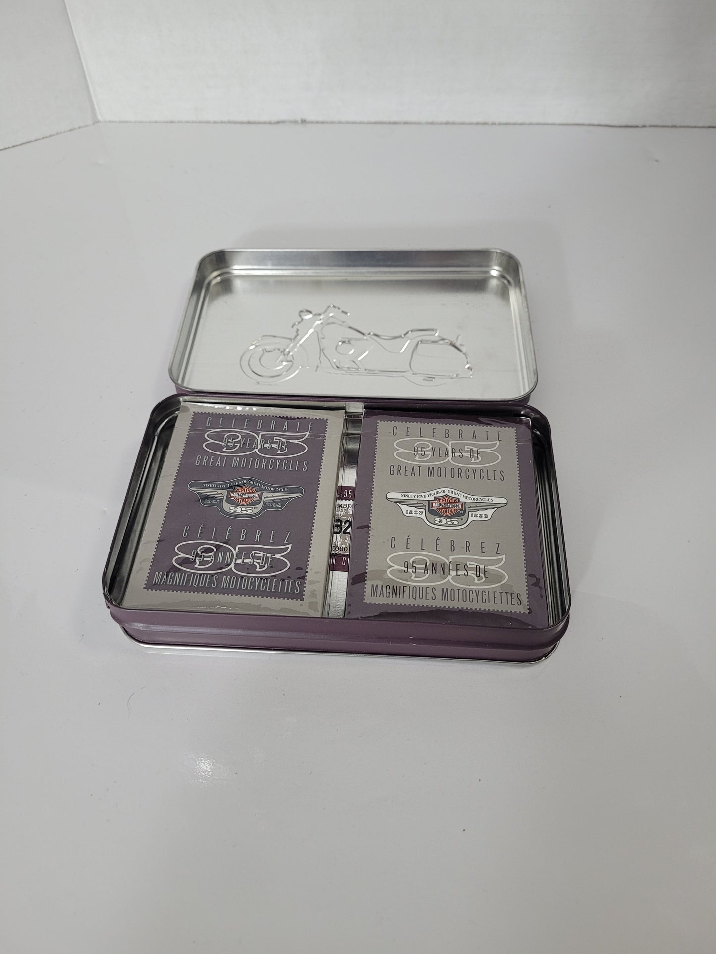 1998 Harley-Davidson 95th Anniversary Numbered Collector Tin with Two Sealed Playing Card Decks