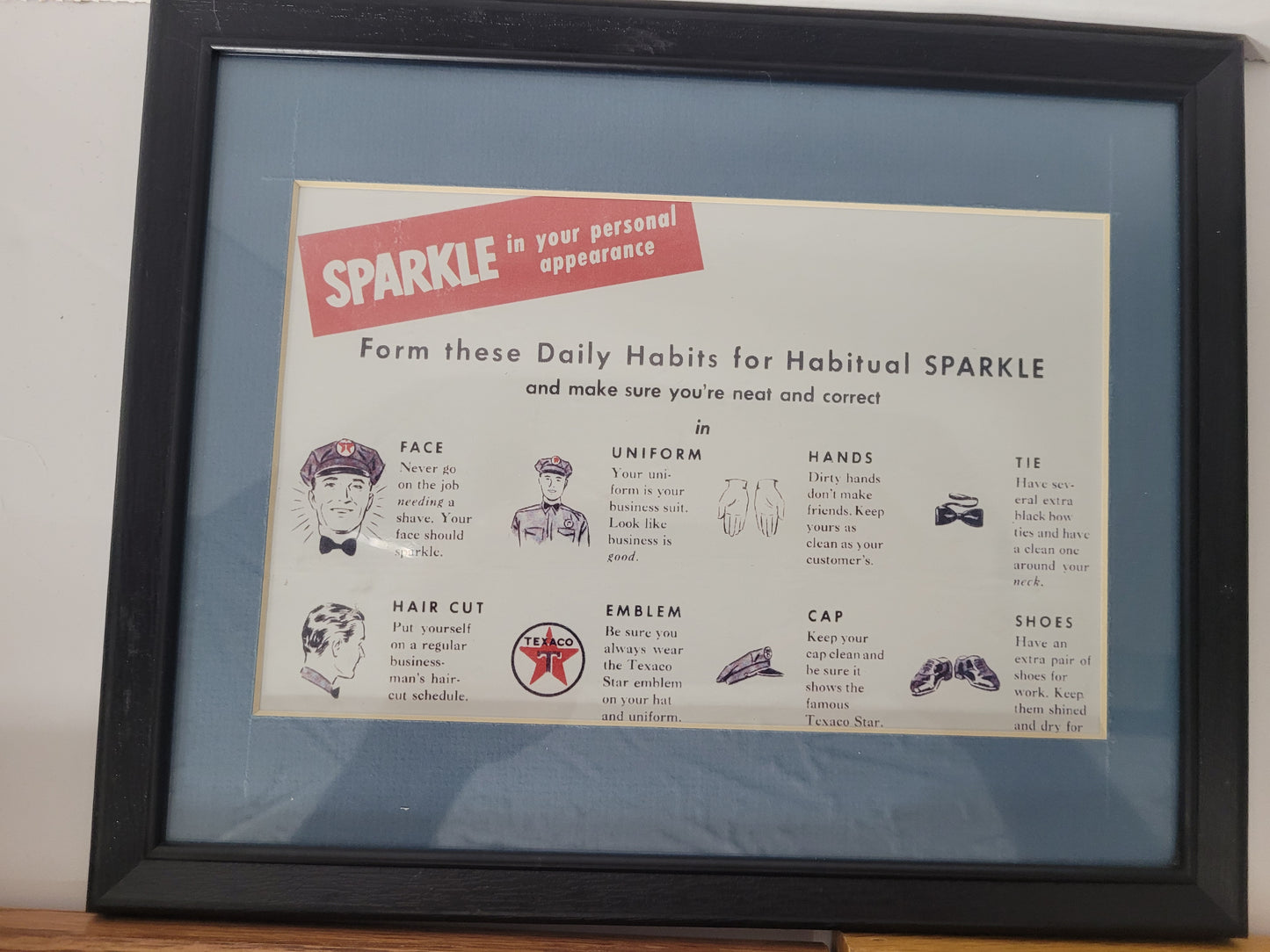 Set of 3 Vintage Texaco Service Station Employee Training Displays – Framed