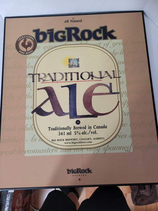 Big Rock Traditional Ale Wooden Advertising Sign – 18" × 22"