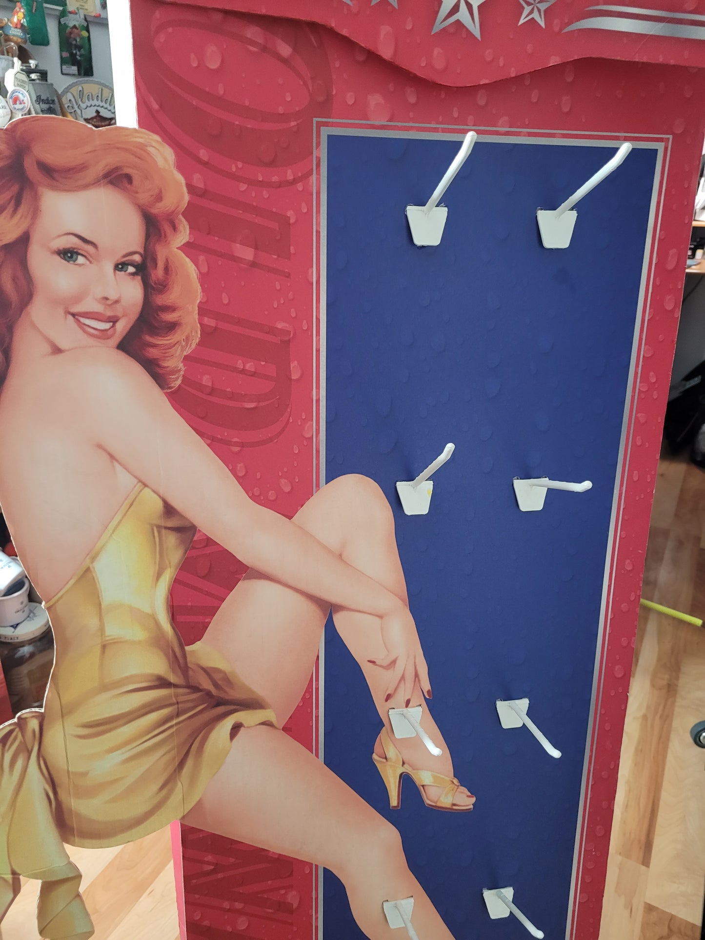 Large Old Milwaukee Pin-Up Bonus Tape Measure Cardboard Floor Display – 60" × 23"