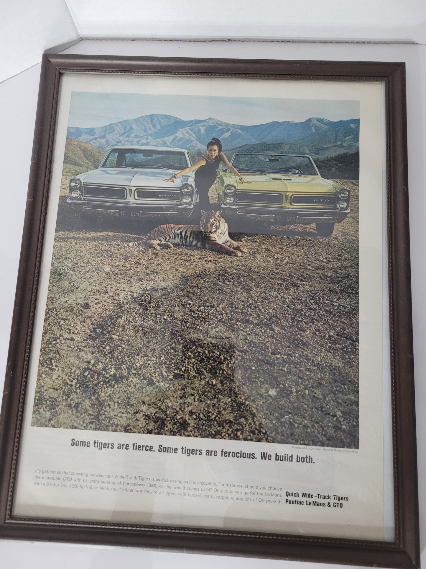 1965 Pontiac LeMans & GTO “Wide-Track Tigers” Magazine Advertisement – Framed