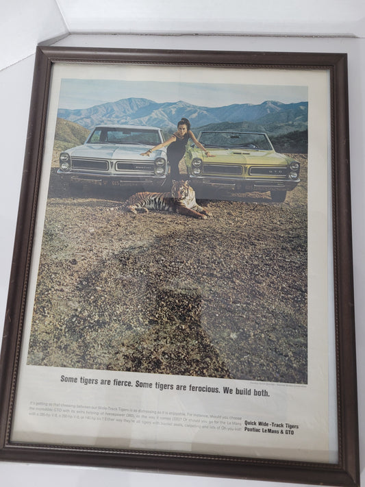 1965 Pontiac LeMans & GTO “Wide-Track Tigers” Magazine Advertisement – Framed