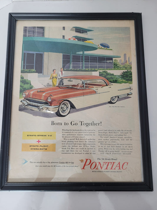 1956 Pontiac Star Chief Four-Door Catalina Framed Magazine Ad – 11.75" × 14.75"