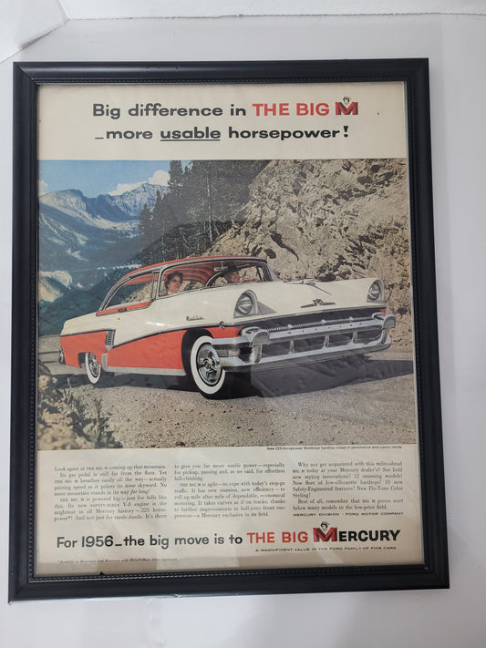 Original 1956 Mercury Montclair “The Big M” Framed Magazine Advertisement – 11.75" × 14.75"