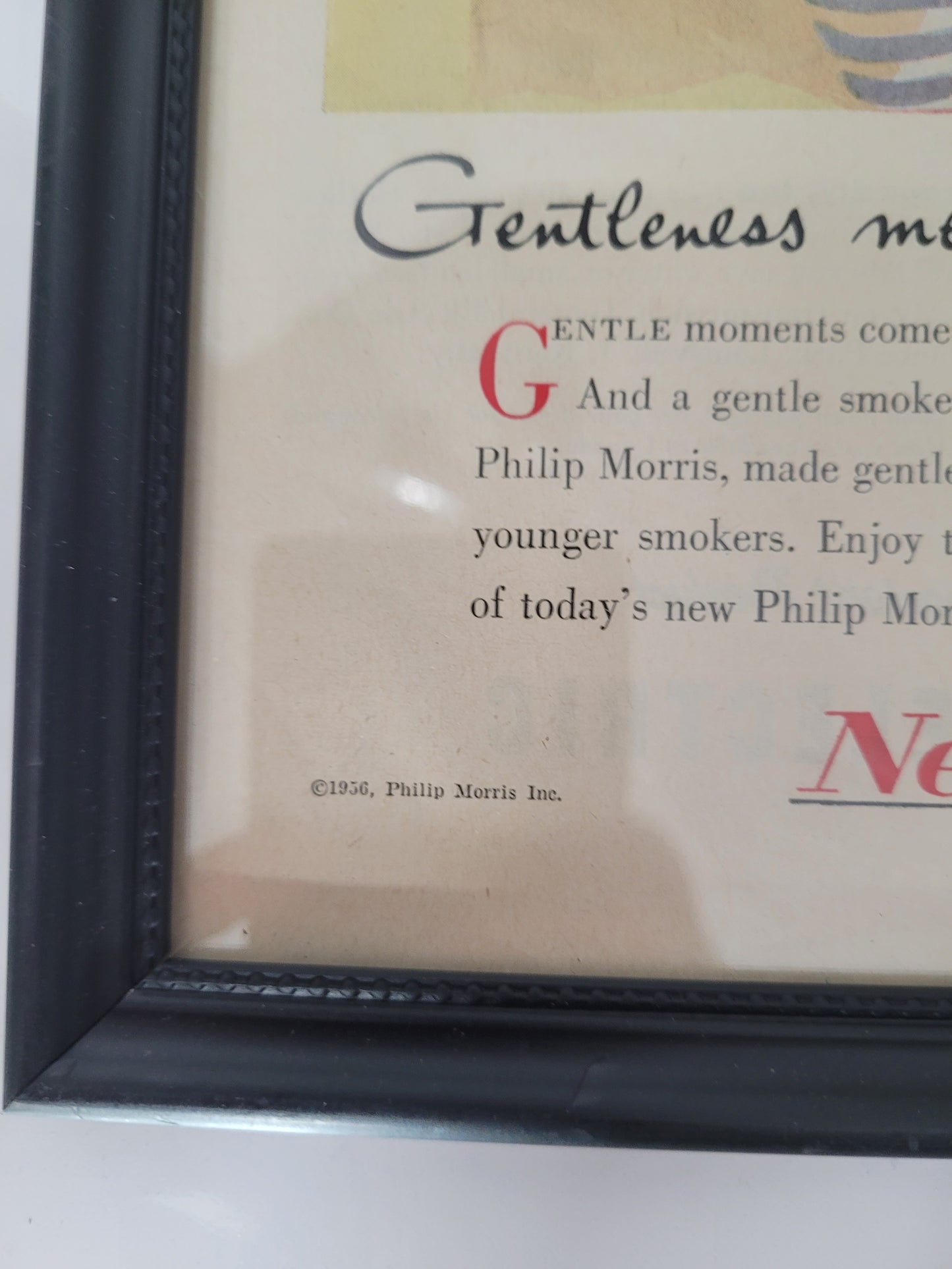 1956 Philip Morris “Gentleness Means So Much” Framed Magazine Ad – 11.75" × 14.75"