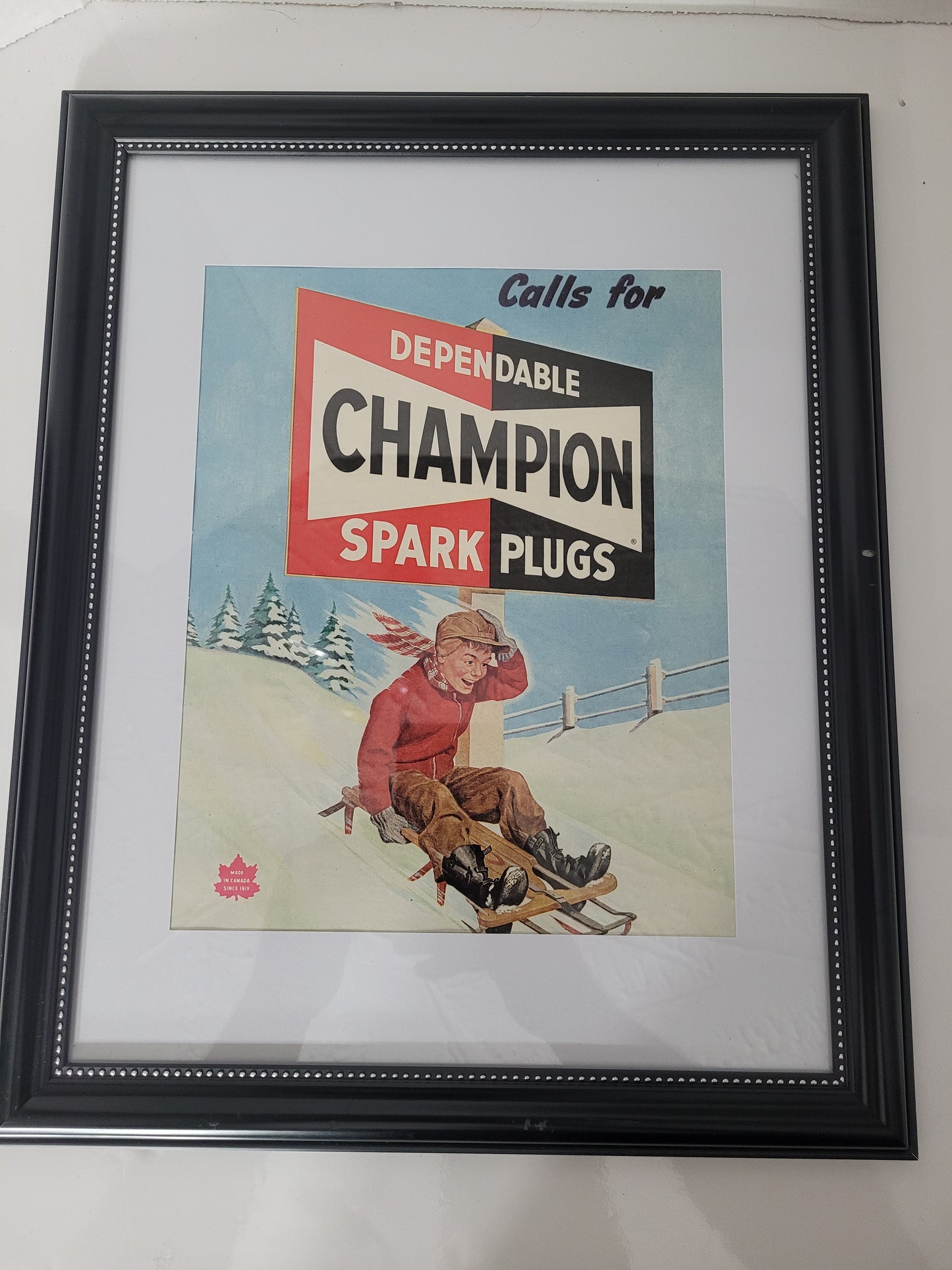 Vintage Champion Spark Plugs Framed Advertising Print – 12.5" x 15.5"