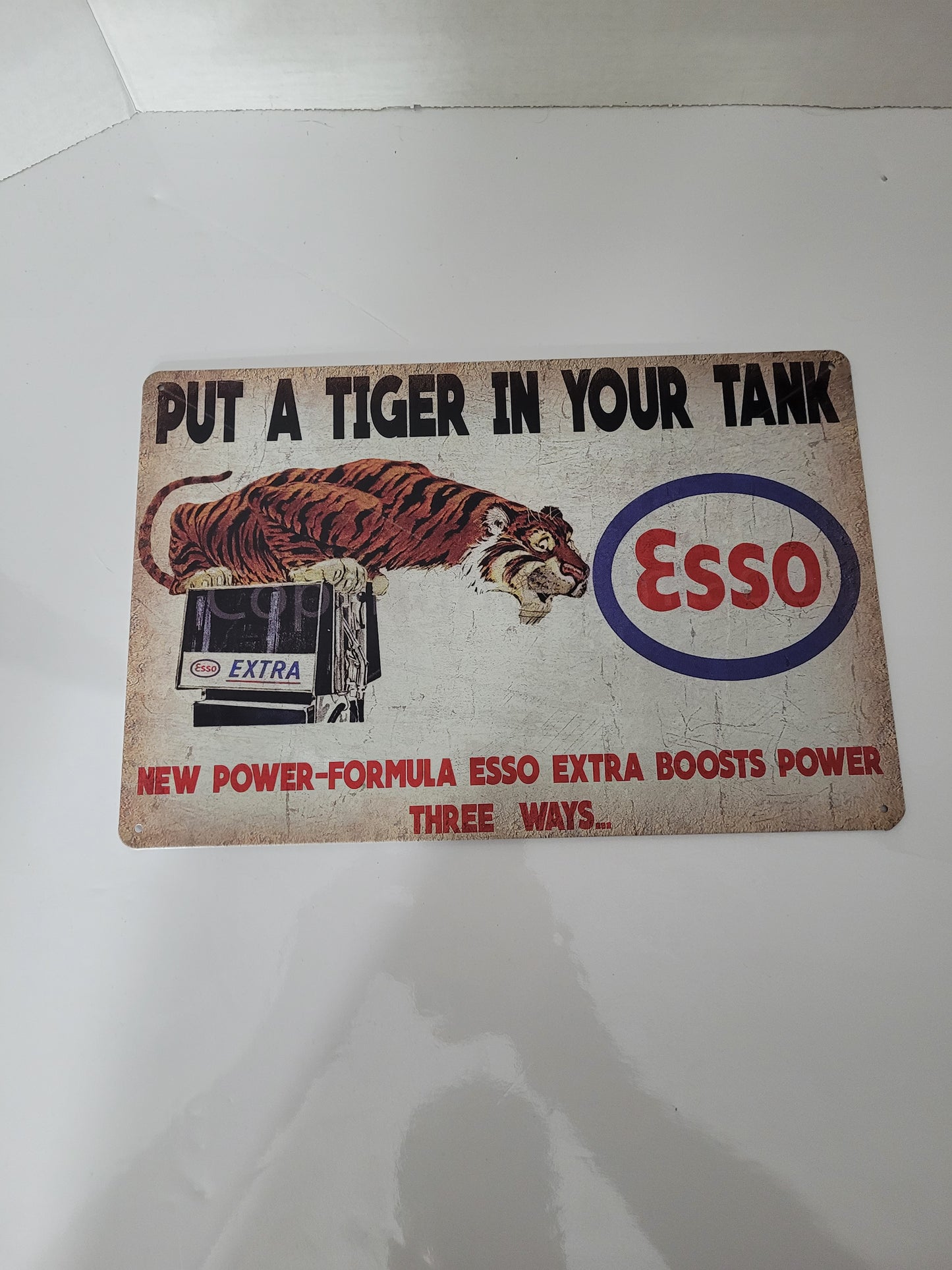 Retro Esso “Put a Tiger in Your Tank” Metal Sign – 12" × 8"
