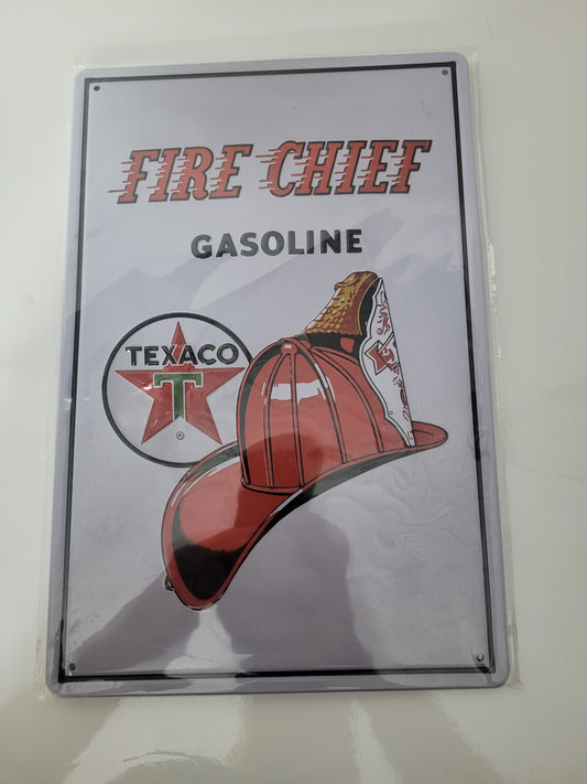 Texaco Fire Chief Gasoline Retro Metal Sign – 8" × 12"