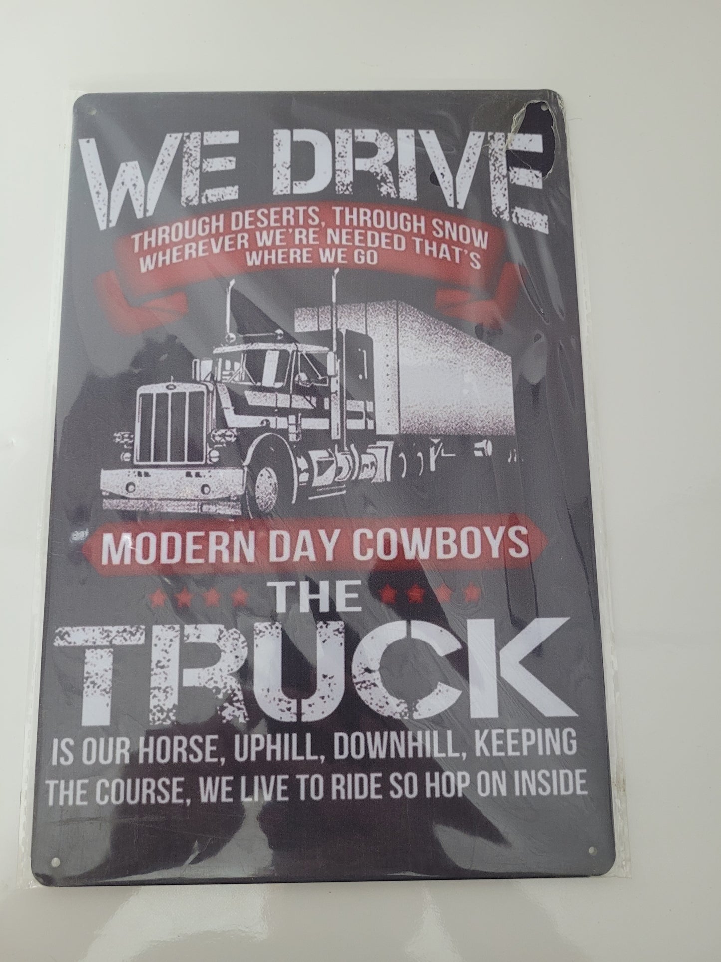 Modern Day Cowboys Trucker Retro Metal Sign – 8" × 12"