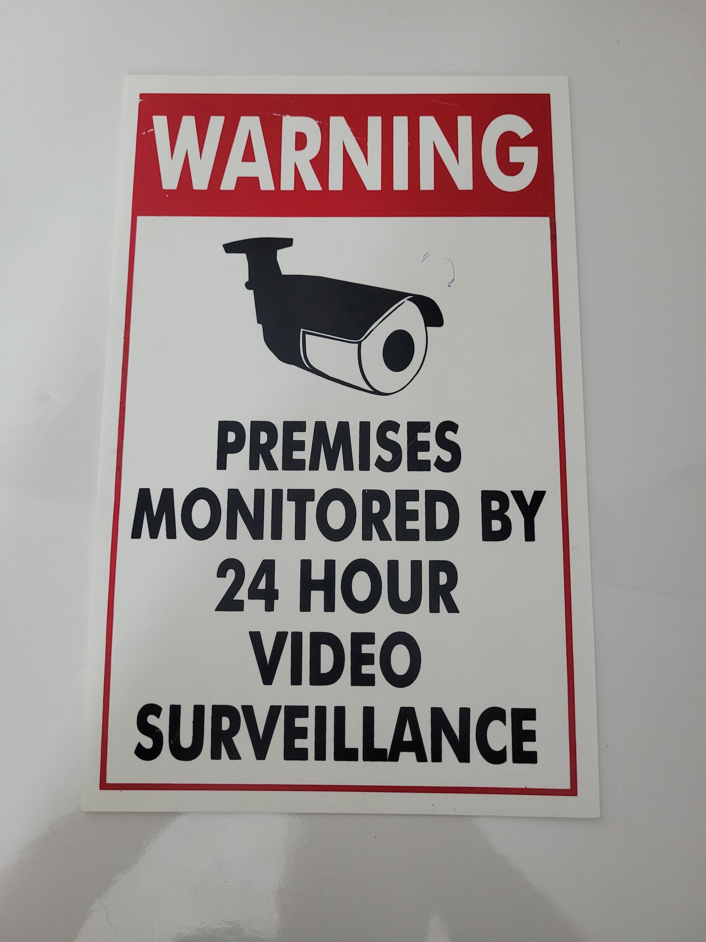 Warning 24-Hour Video Surveillance Plastic Sign – 7" × 11"
