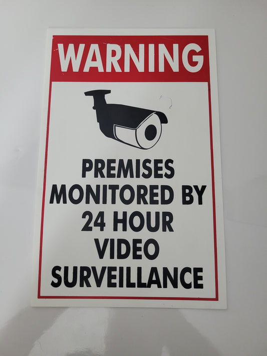 Warning 24-Hour Video Surveillance Plastic Sign – 7" × 11"