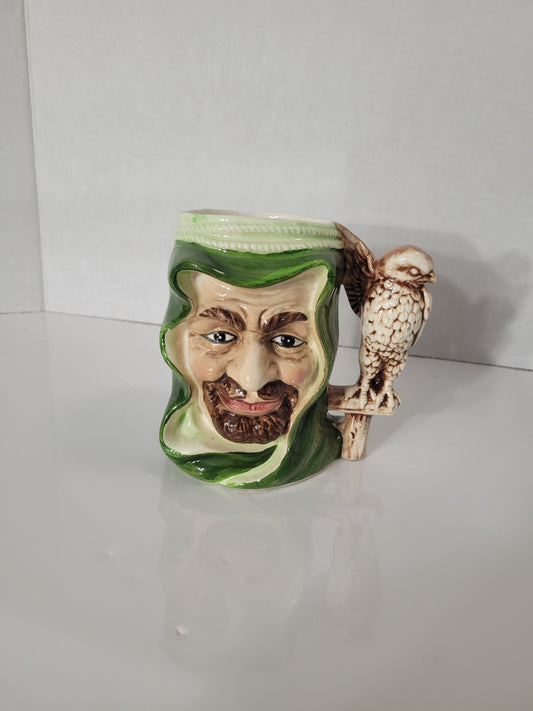 Vintage Japan Falconer Character Mug with Bird Handle – 5 Inch