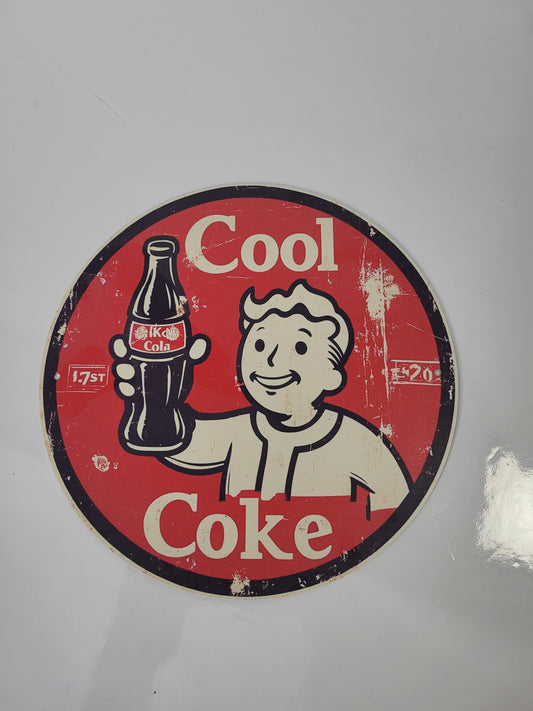 Retro-Style “Cool Coke” Round Metal Sign – 8 Inch