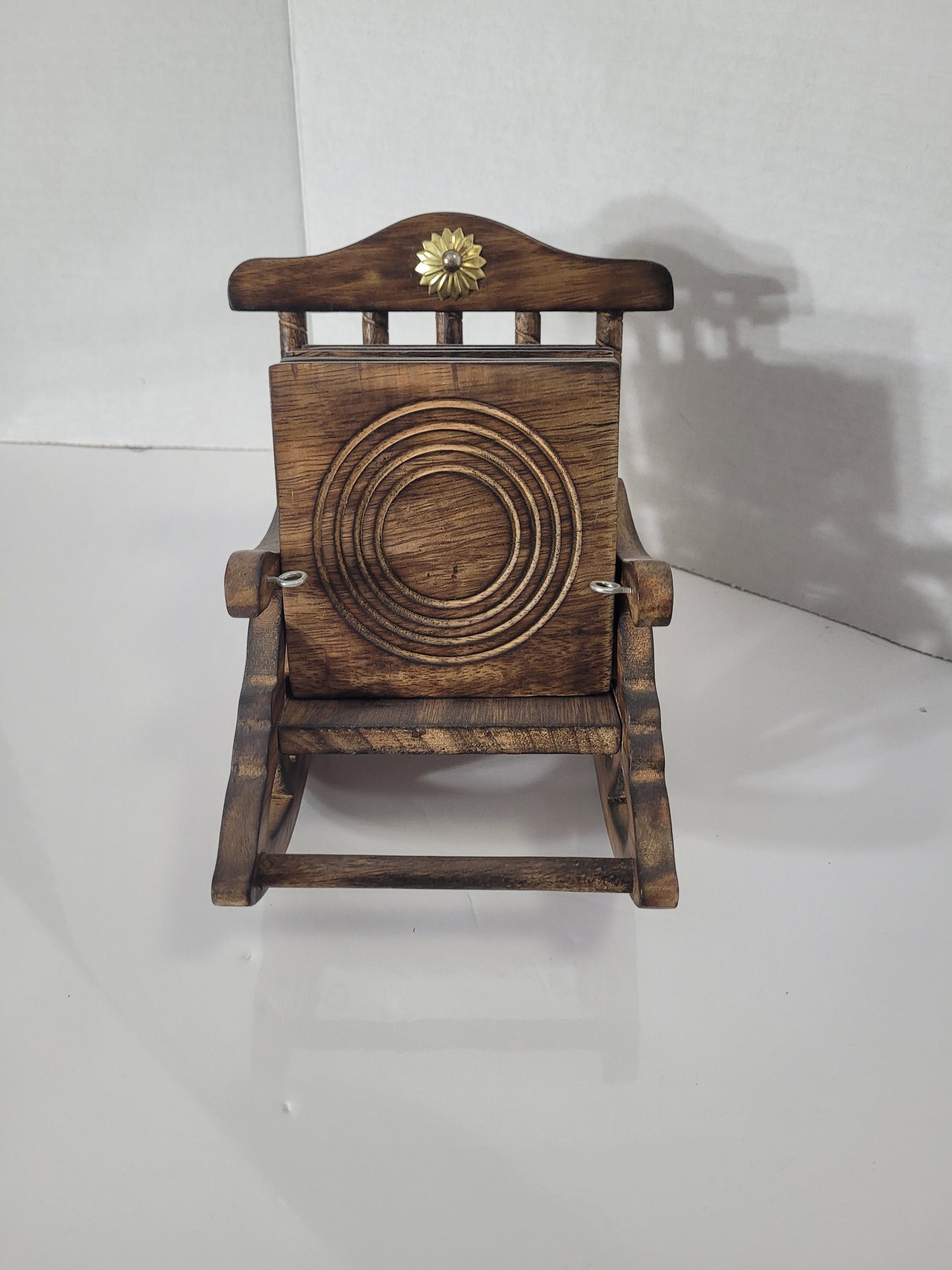 Vintage Wooden Rocking Chair Coaster Set with 6 Coasters – 6" x 7"