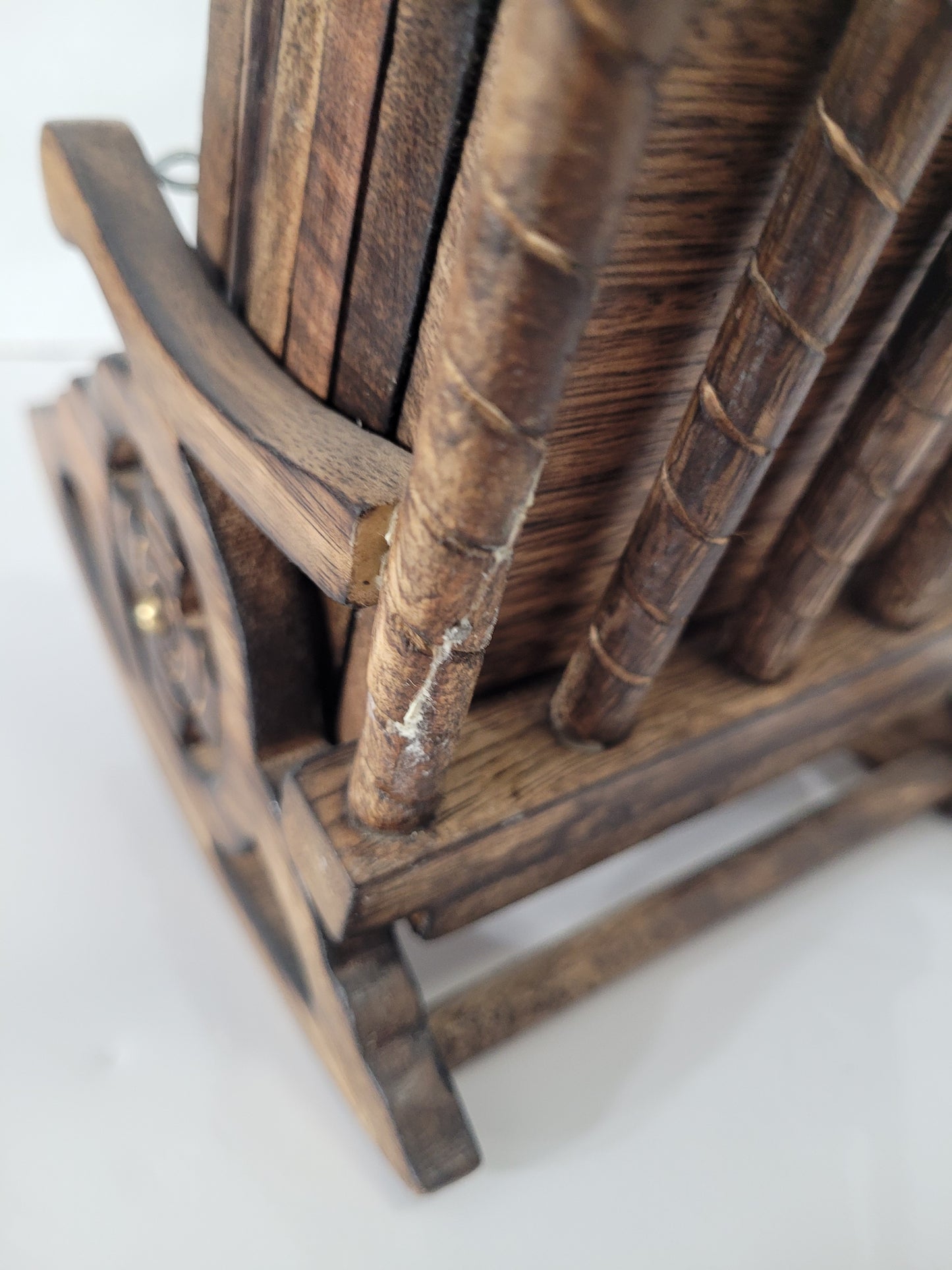 Vintage Wooden Rocking Chair Coaster Set with 6 Coasters – 6" x 7"