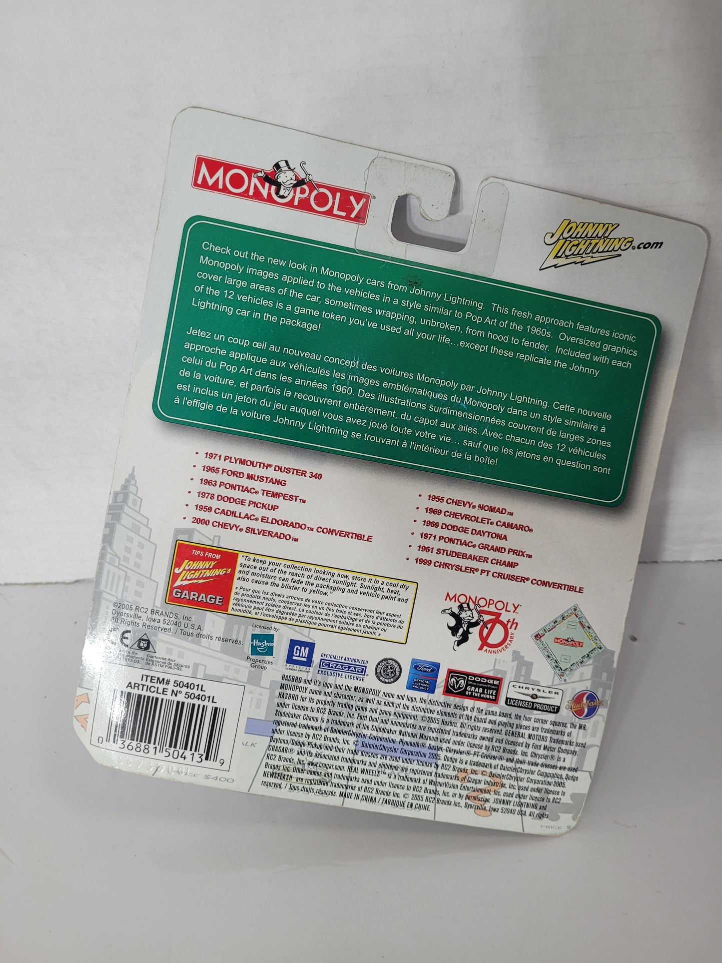 Johnny Lightning Monopoly 70th Anniversary 1969 Chevrolet Camaro Die-Cast Car – Sealed