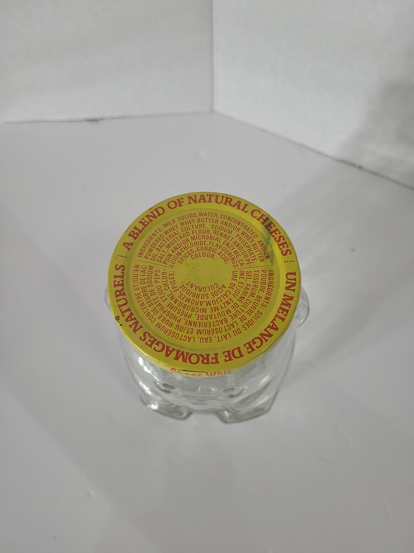 Vintage 1988 Kraft Cheez Whiz Teddy Bear Glass Jar with Metal Lid