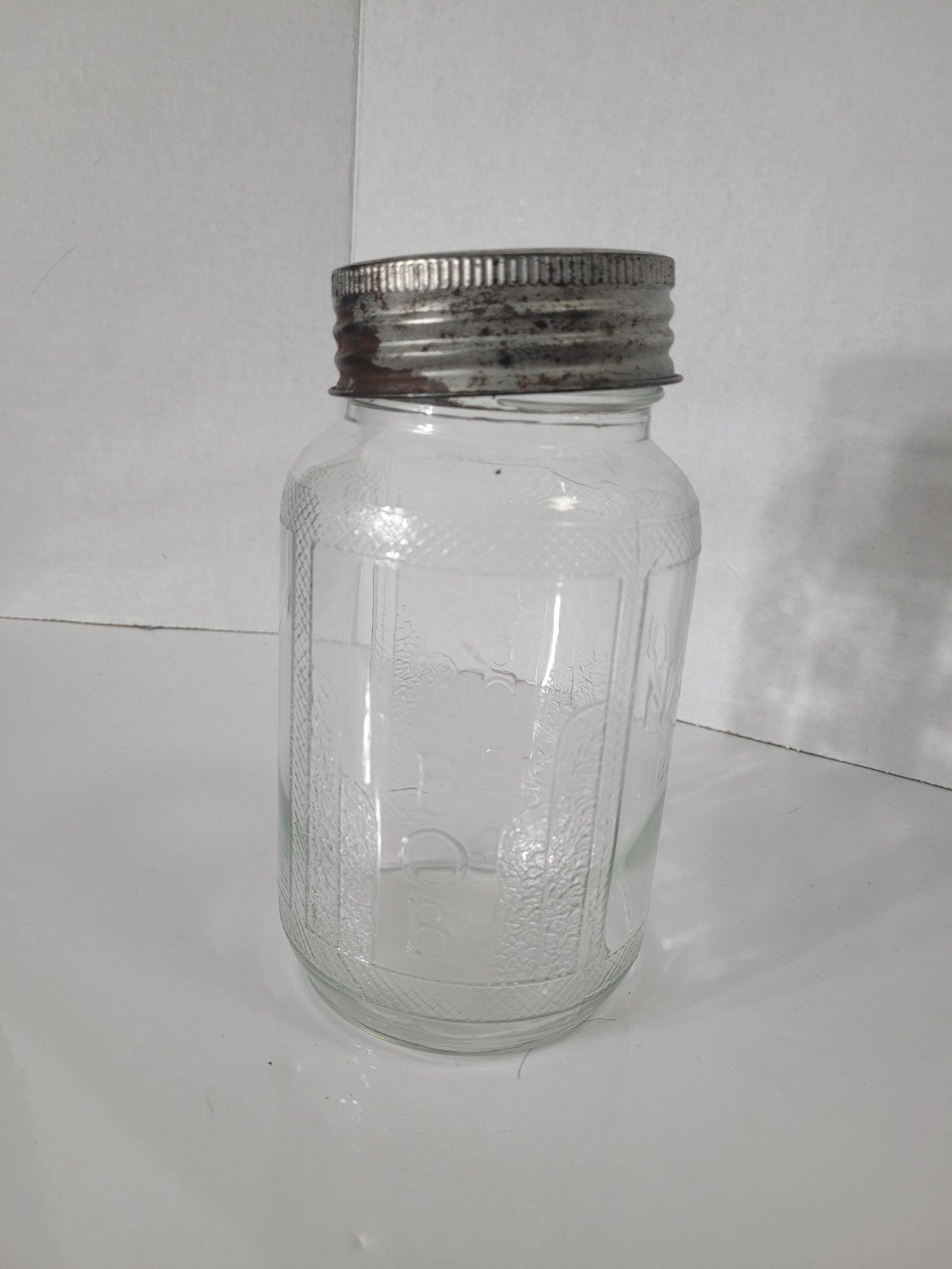 Vintage Canadian NABOB Embossed Glass Coffee Jar with Improved GEM Lid