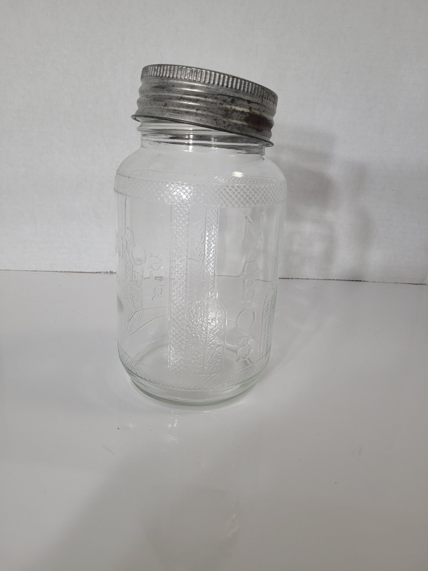 Vintage Canadian NABOB Embossed Glass Coffee Jar with Improved GEM Lid