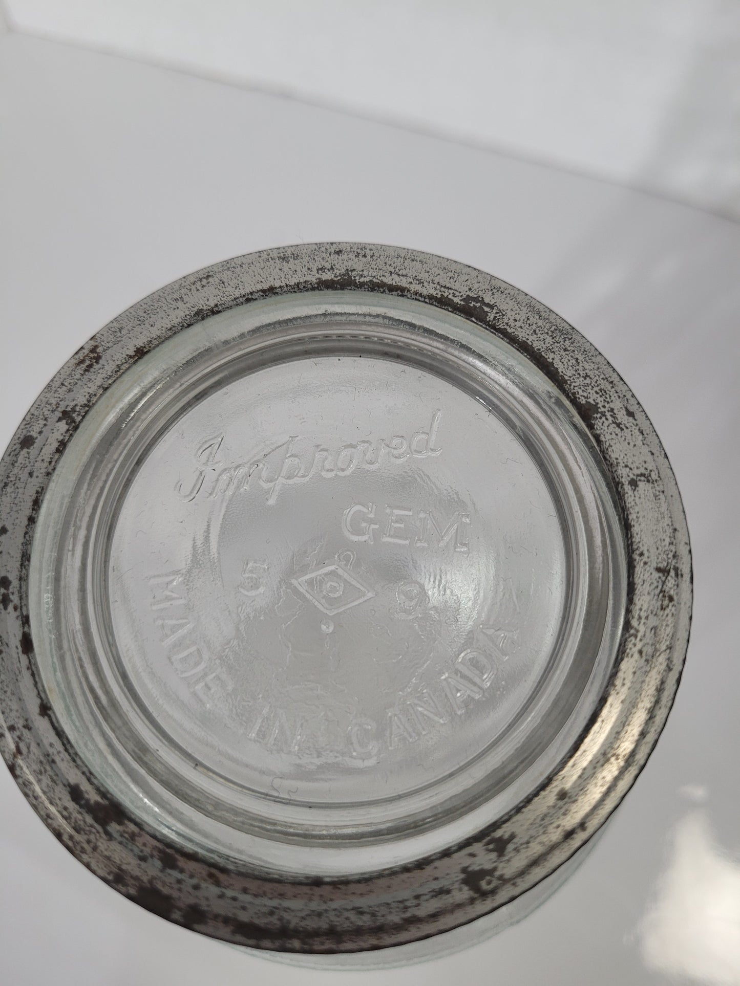 Vintage Canadian NABOB Embossed Glass Coffee Jar with Improved GEM Lid