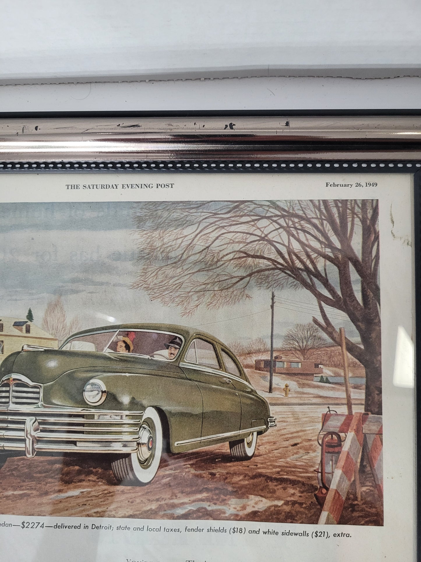 Vintage 1949 Packard "Can You Find the Limousine?" Framed Saturday Evening Post Advertisement – 12" x 15"