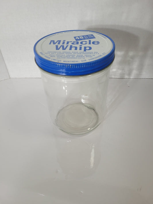 Vintage Canadian Miracle Whip 48 oz Glass Jar with Original Metal Lid