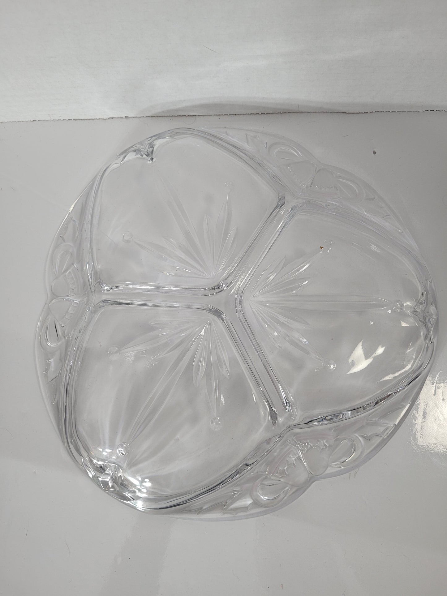 Vintage Mikasa Holiday Bells Three-Section Glass Serving Dish