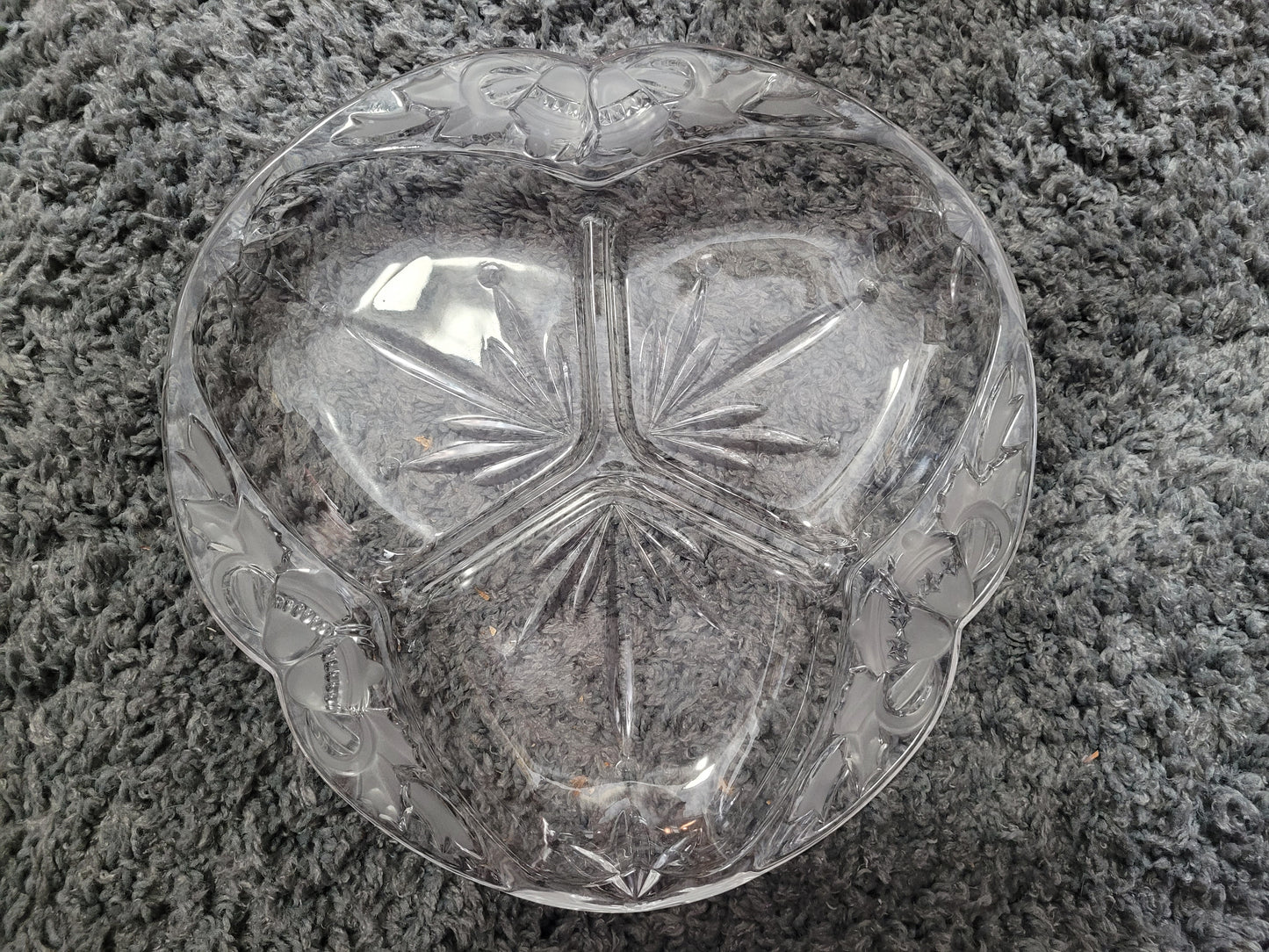 Vintage Mikasa Holiday Bells Three-Section Glass Serving Dish