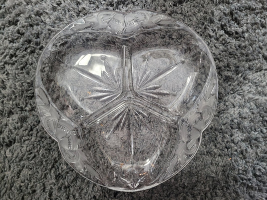 Vintage Mikasa Holiday Bells Three-Section Glass Serving Dish