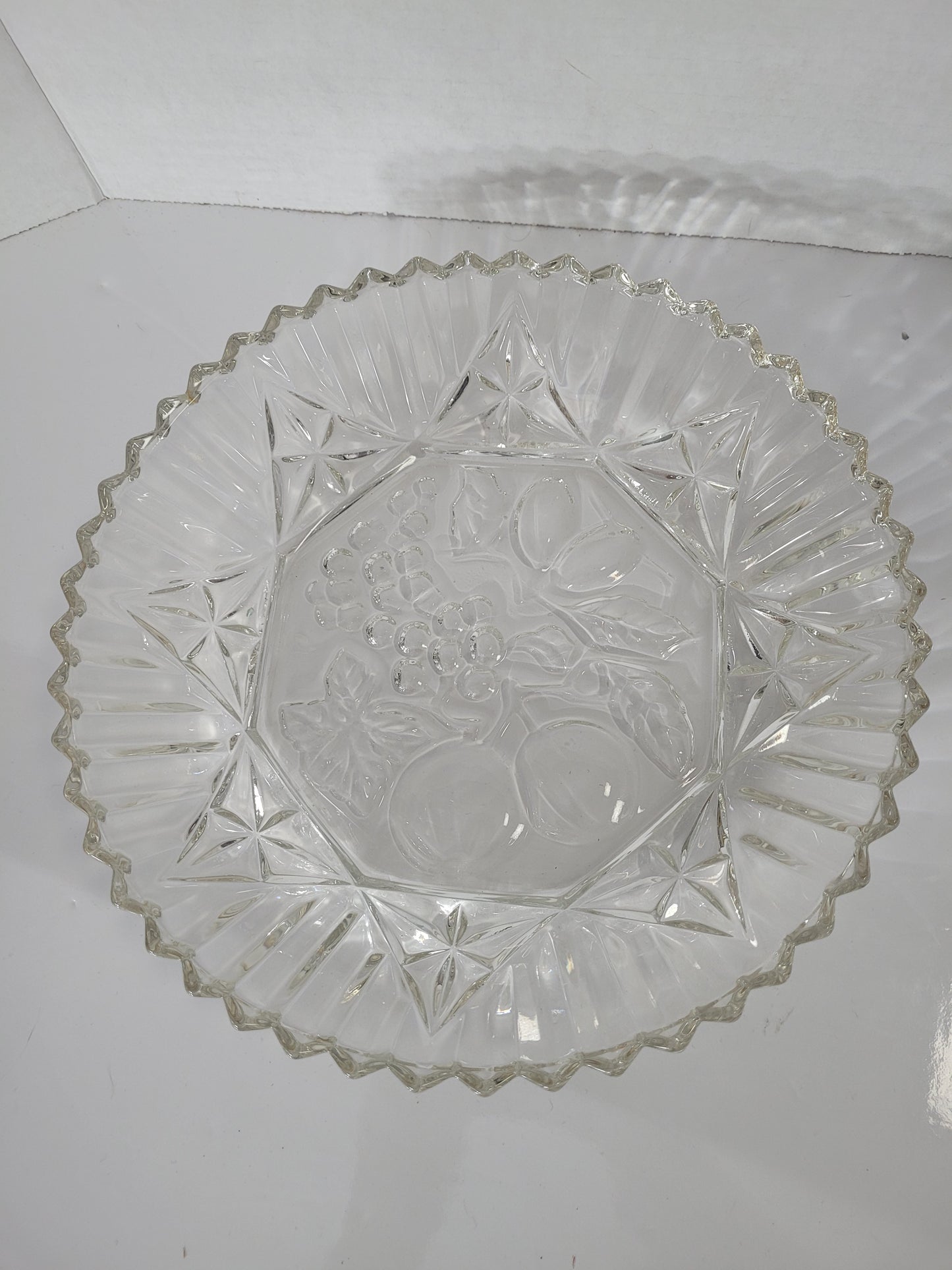 Vintage Federal Glass Pioneer Clear Fruit-Pattern Serving Bowl