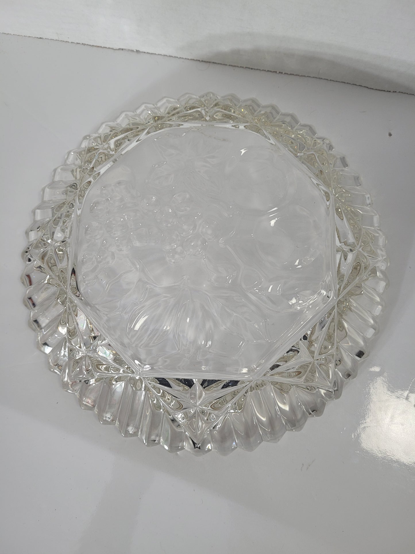 Vintage Federal Glass Pioneer Clear Fruit-Pattern Serving Bowl