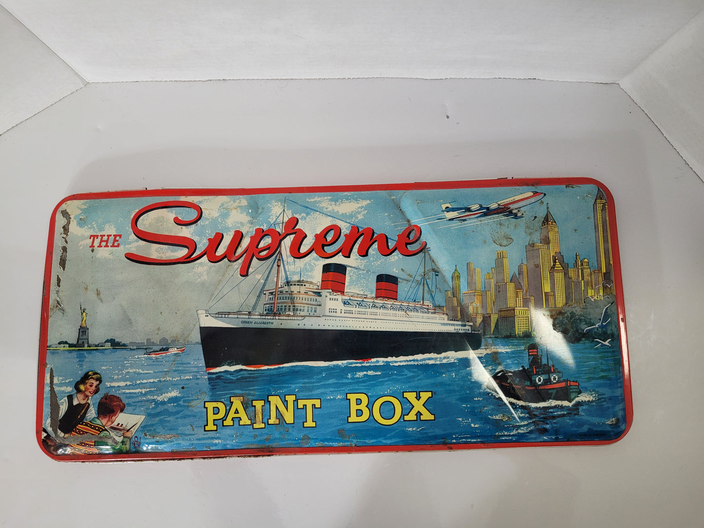 Vintage “The Supreme Paint Box” Large Tin Watercolour Set – 20" × 9"