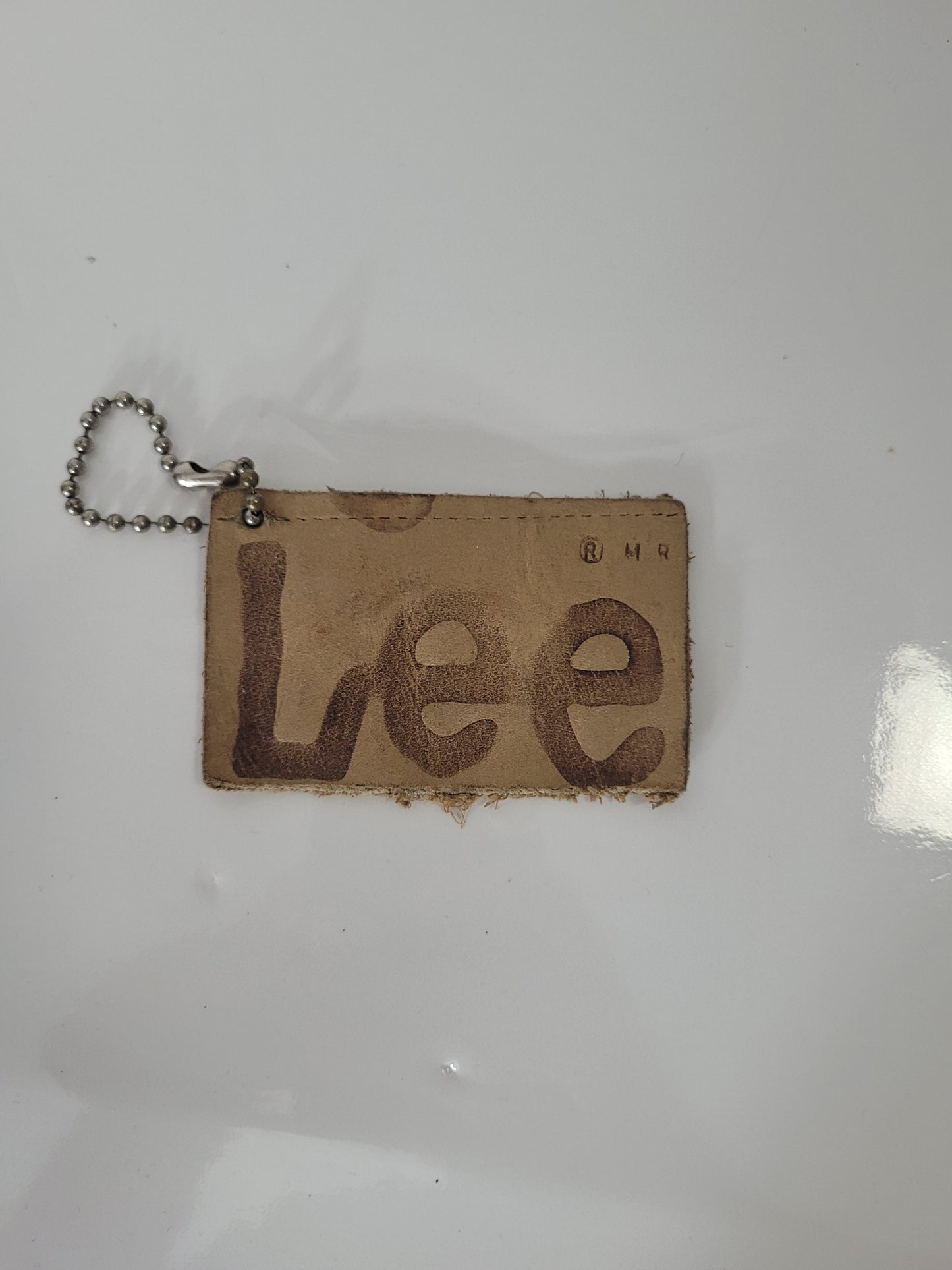 Vintage Lee Jeans Leather Advertising Keychain / Key Fob – 3.25 x 2 Inches