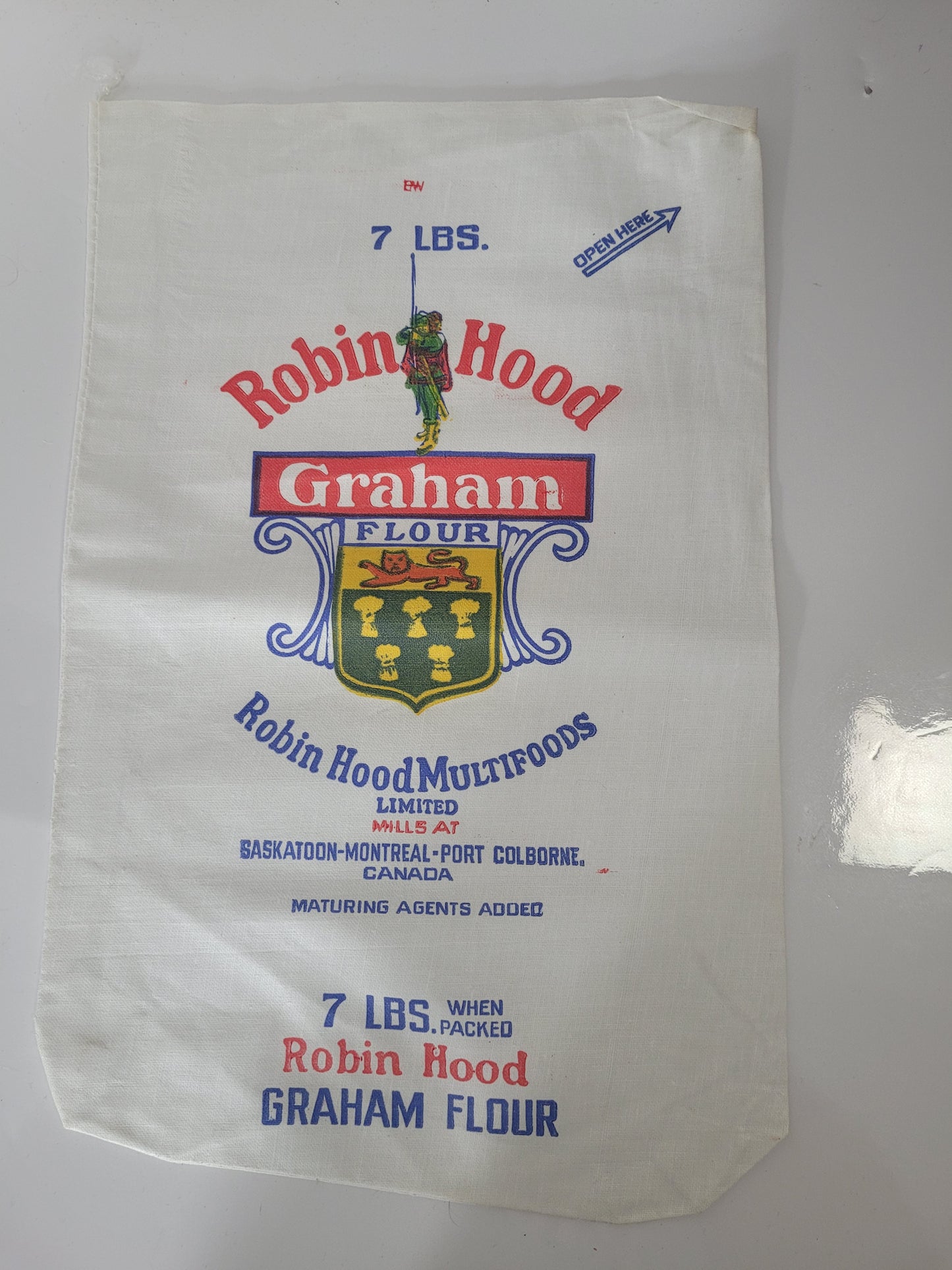 Vintage Robin Hood Graham Flour Cloth Bag – 7 lb – Saskatoon Canada