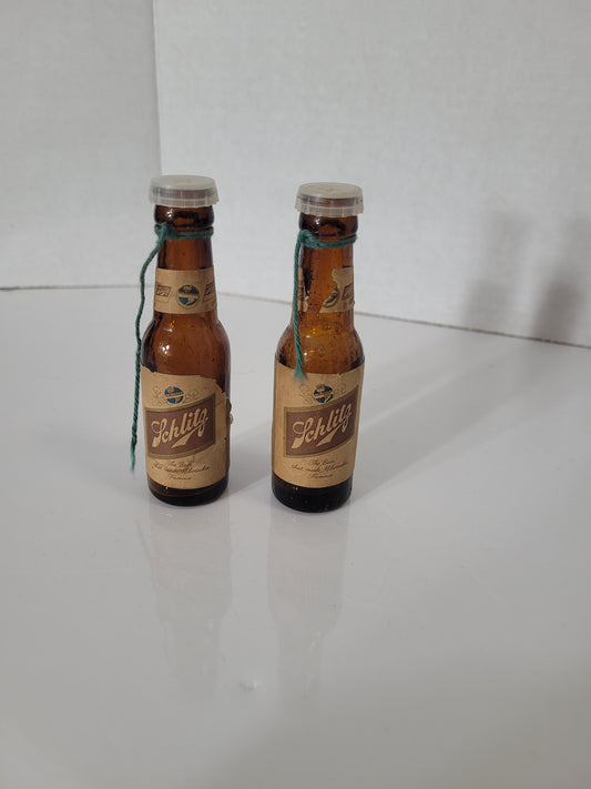 Vintage Schlitz Beer Mini Bottle Salt & Pepper Shakers – 4" Pair