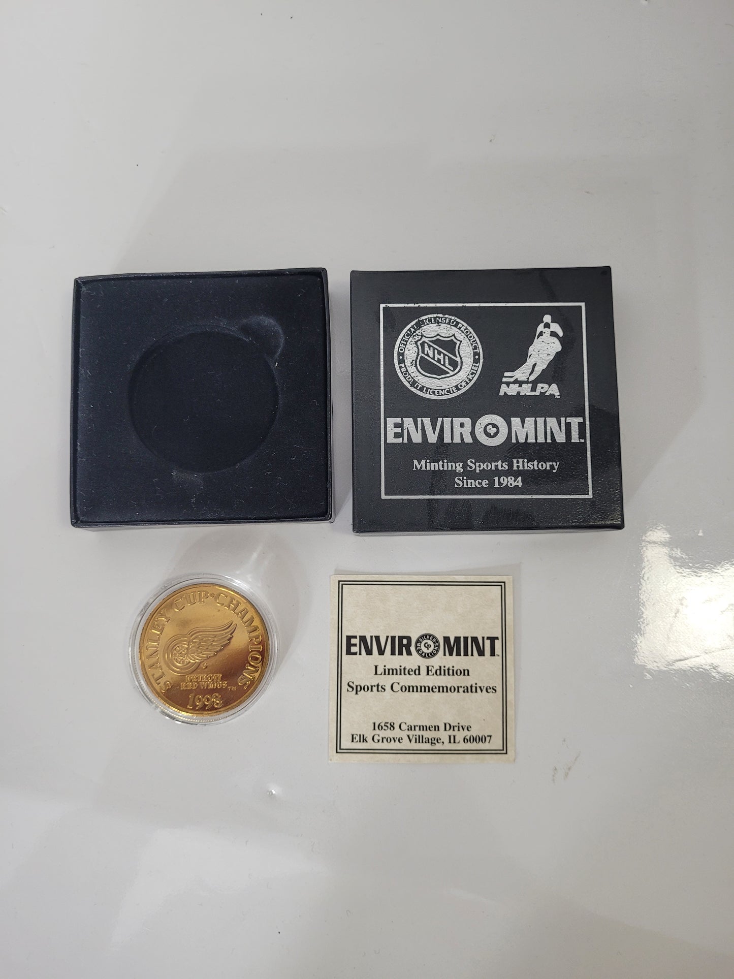 1998 Detroit Red Wings Stanley Cup Champions Enviromint Limited Edition Bronze Medallion #456/2500