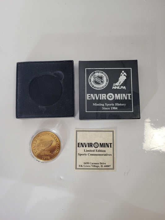 1998 Detroit Red Wings Stanley Cup Champions Enviromint Limited Edition Bronze Medallion #456/2500