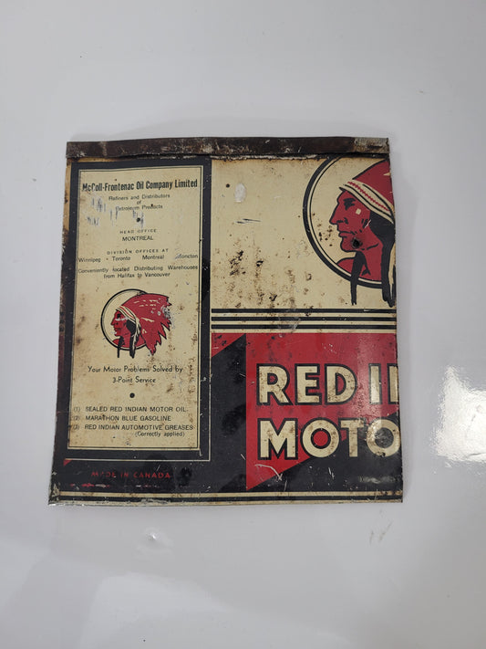 Vintage McColl-Frontenac Red Indian Motor Oil Tin Advertising Panel – Canadian Petroliana