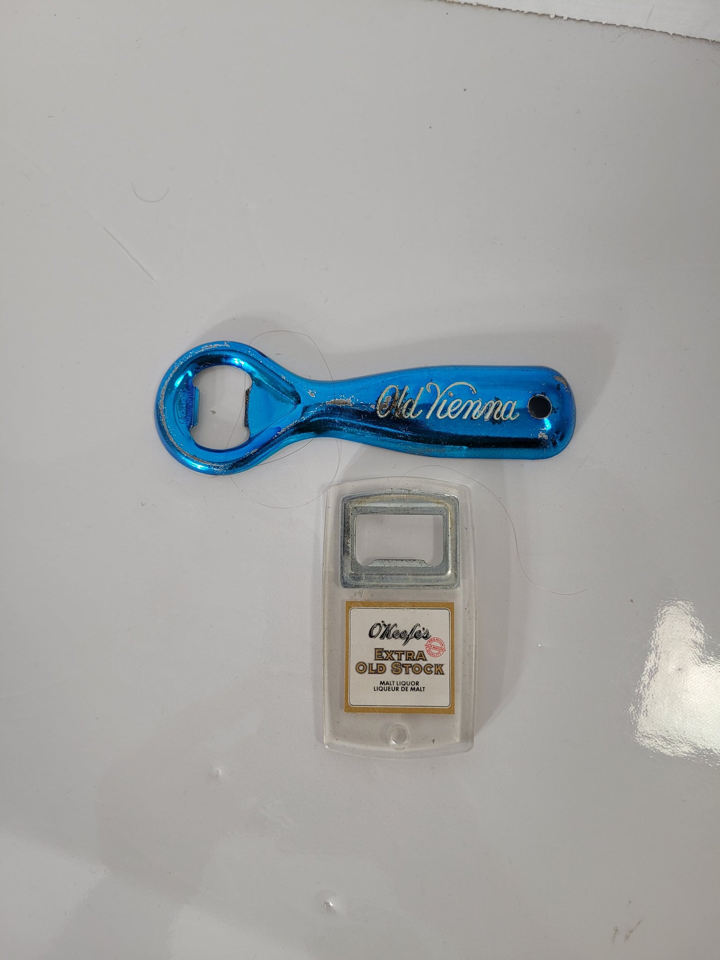 Vintage O’Keefe’s Extra Old Stock & Old Vienna Advertising Bottle Openers – Set of 2