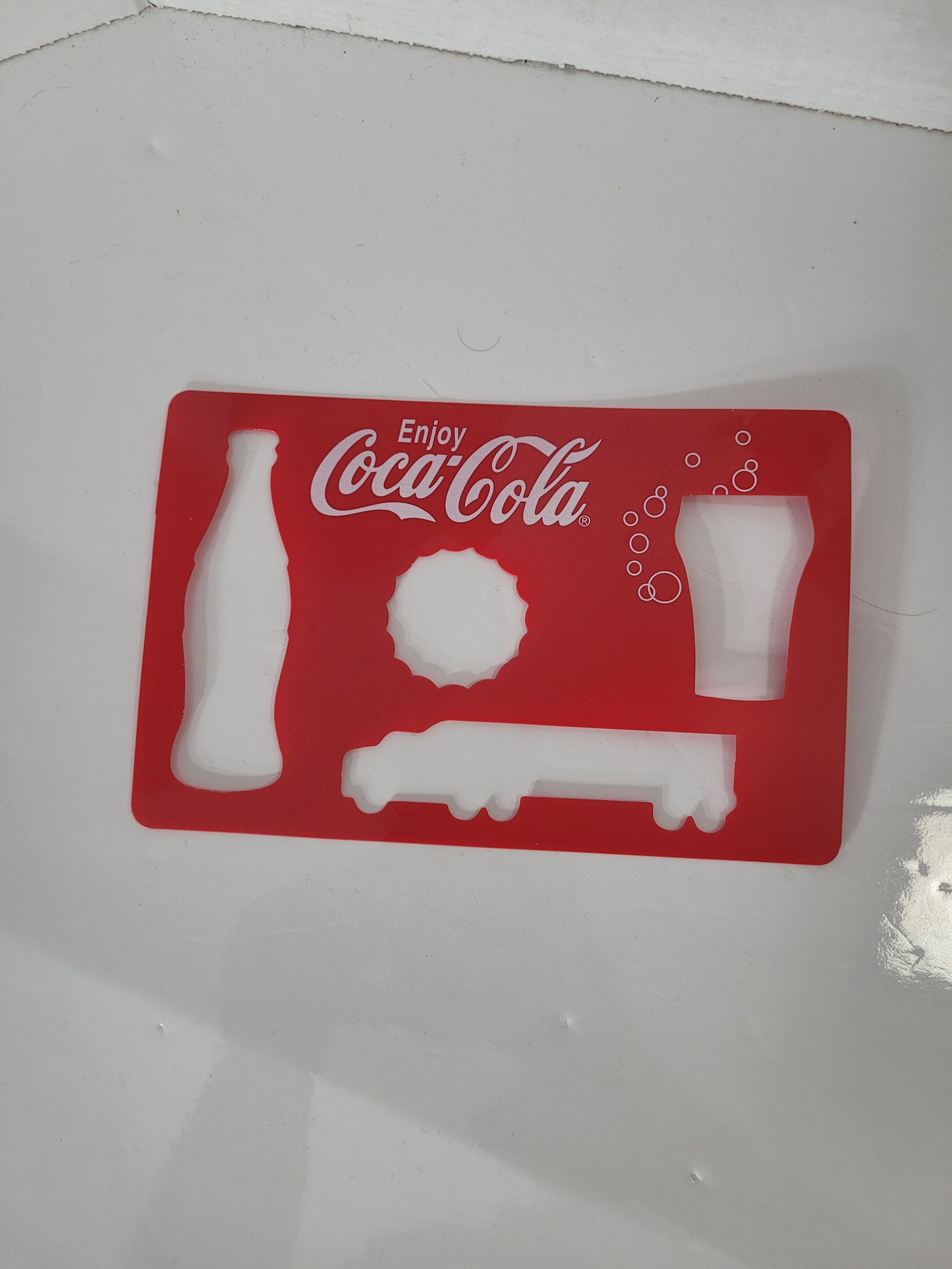 Vintage Enjoy Coca-Cola Advertising Stencil Template – Bottle, Glass, Cap & Truck – 7.5"