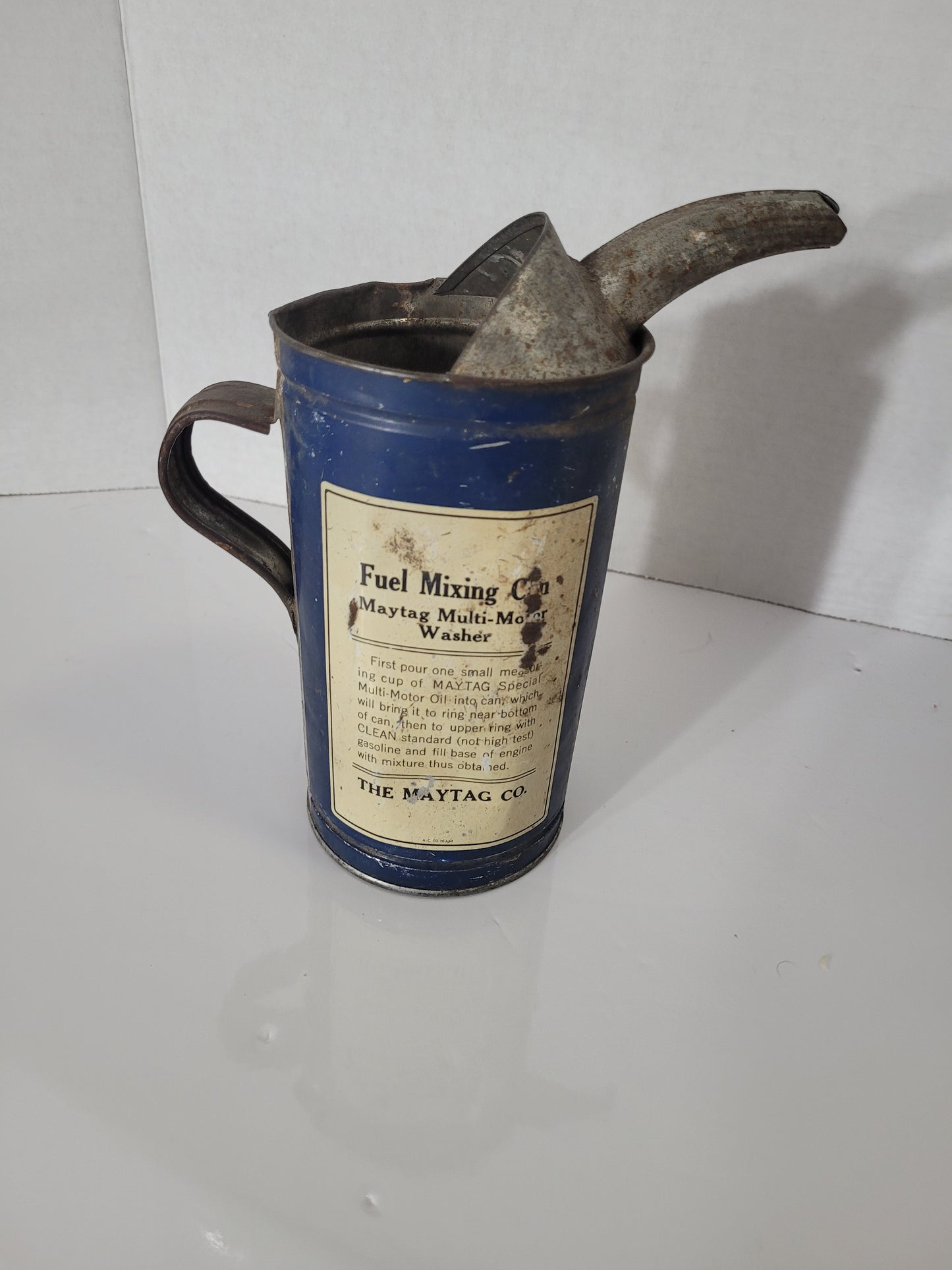 Vintage Maytag Fuel Mixing Can with Pour Spout – Multi-Motor Washer Advertising