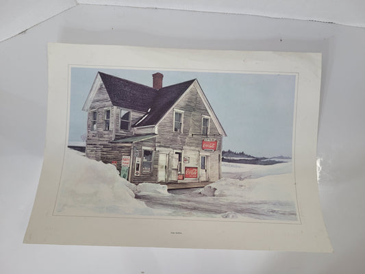 Vintage 1972 Tom Anthes “Little’s Grocery” Coca-Cola Canadian Art Print – 17" × 12"