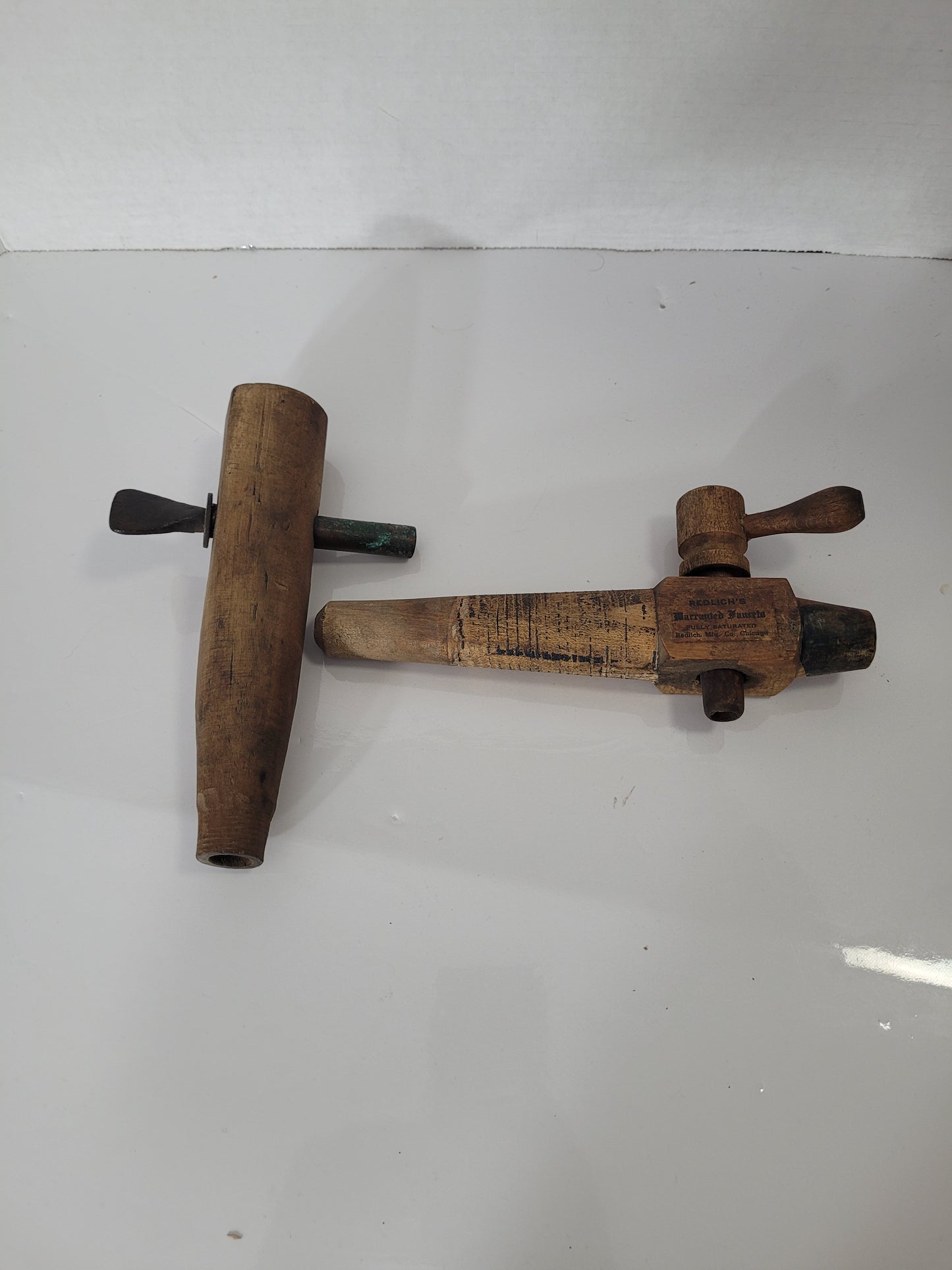 Antique Redlich’s Warranted Wooden Barrel Faucet & Vintage Wooden Cask Tap